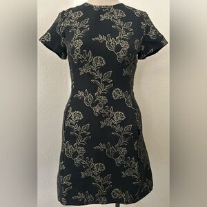 Ann Taylor Black and Gold Floral Mini Dress